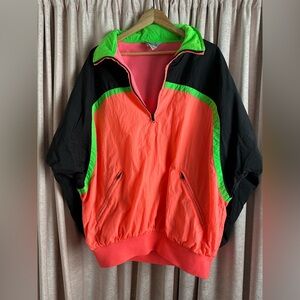 80s/90s Vintage Retro Color Block Quarter Zip Ski Windbreaker Pullover - XL